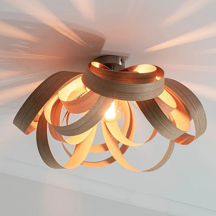 Veylo Lustra Plafonnier Ruban en Bois Élégant - Neutralighting