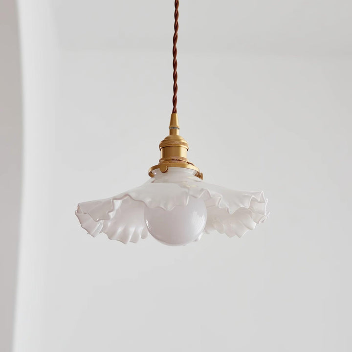 Iris Lampe Pendante Verre Abat-jour Volant Laiton - Neutralighting