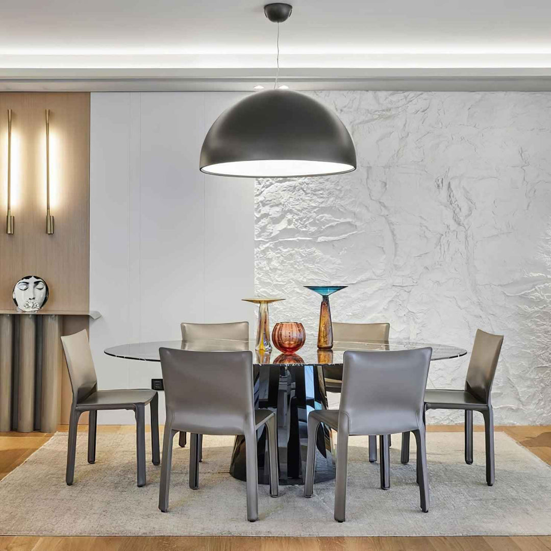Lampe Pendante Dôme Noir avec Intérieur en Plâtre Embossé Élégant - Neutralighting
