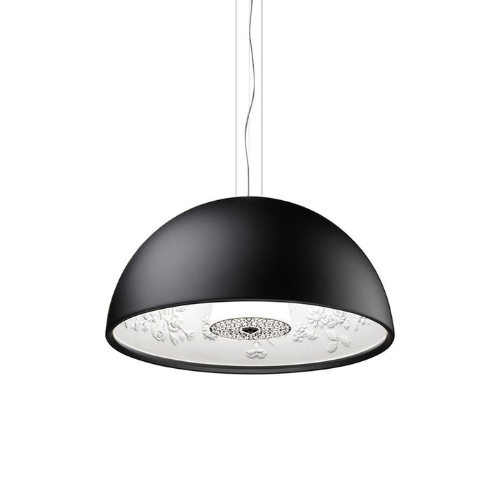 Lampe Pendante Dôme Noir avec Intérieur en Plâtre Embossé Élégant - Neutralighting