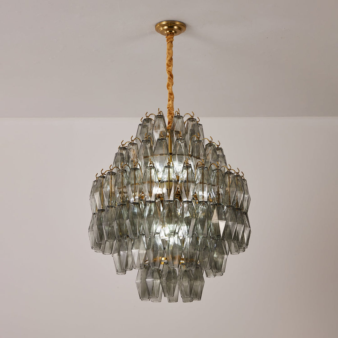 Aurora Lustre Fumée Gris Prisme Verre Superposé - Neutralighting