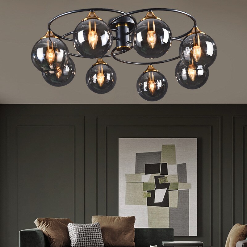 Valentina Plafonnier Boule Moderne, Métal/Verre, Ambre/Gris Fumé, Salon - Neutralighting