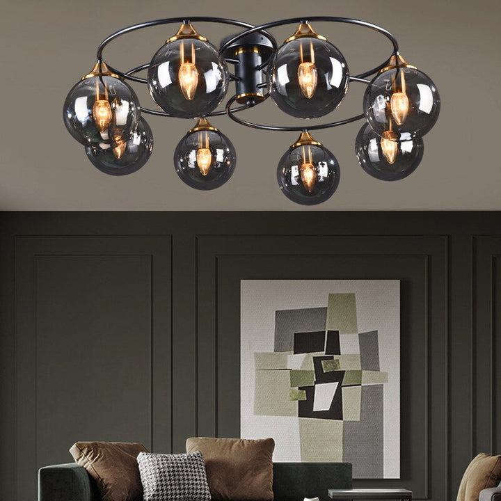 Valentina Plafonnier Boule Moderne, Métal/Verre, Ambre/Gris Fumé, Salon - Neutralighting