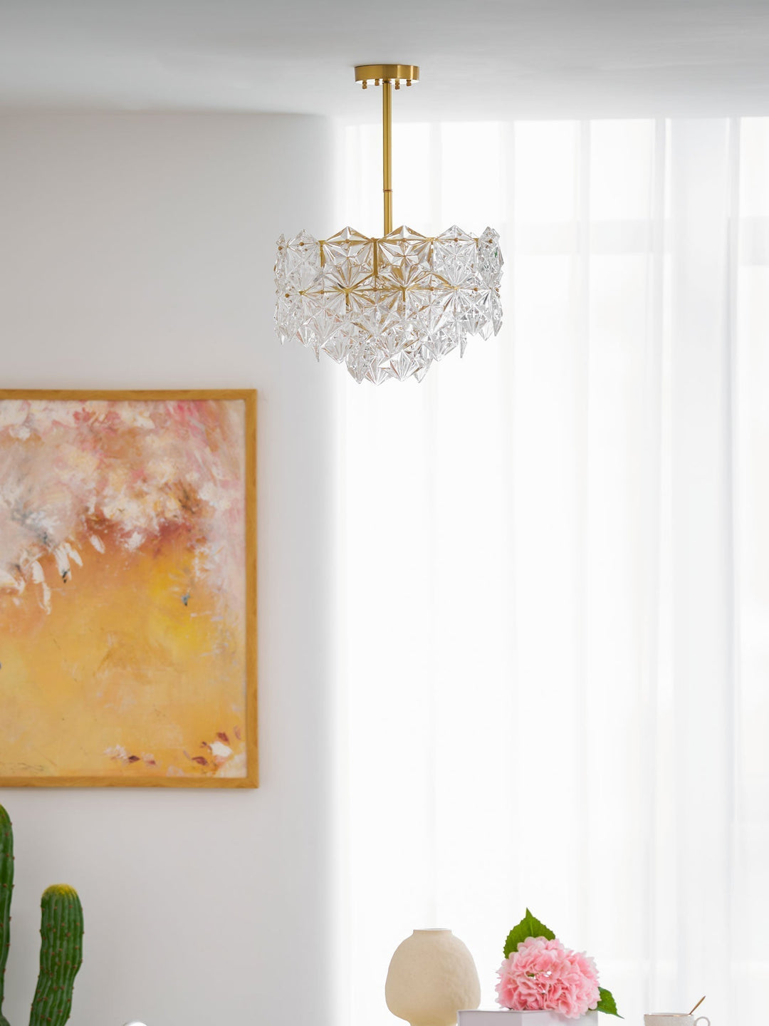 Lustra Chandelier en Verre Flocon de Neige Doré - Neutralighting