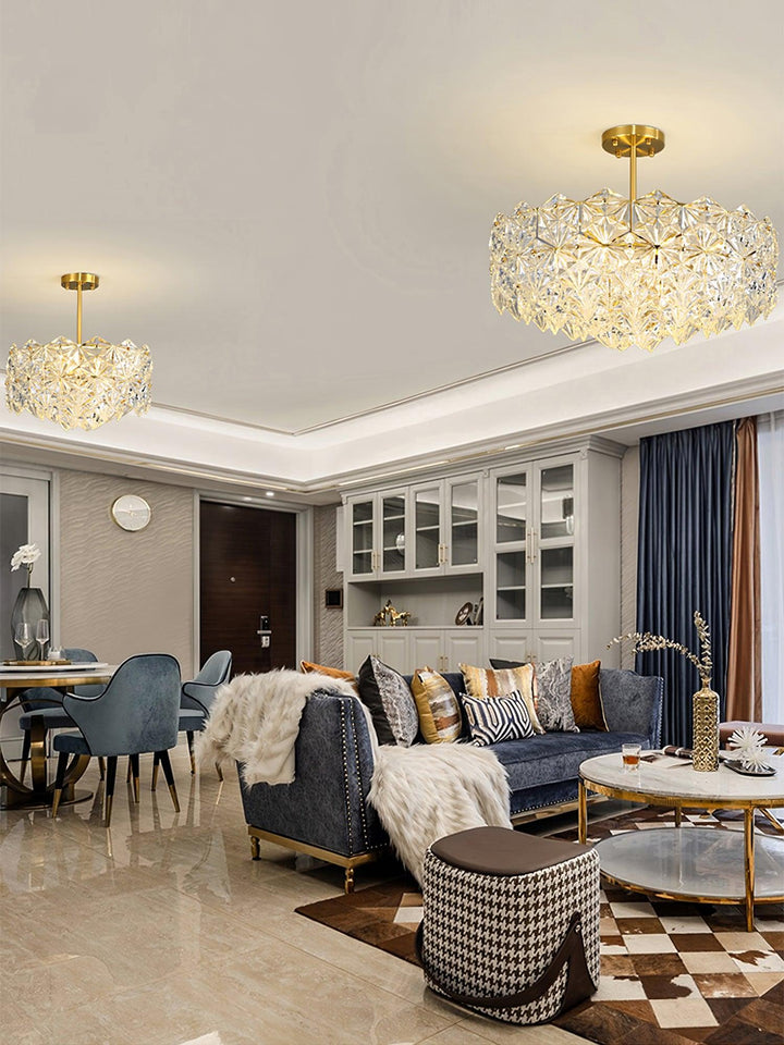 Lustra Chandelier en Verre Flocon de Neige Doré - Neutralighting