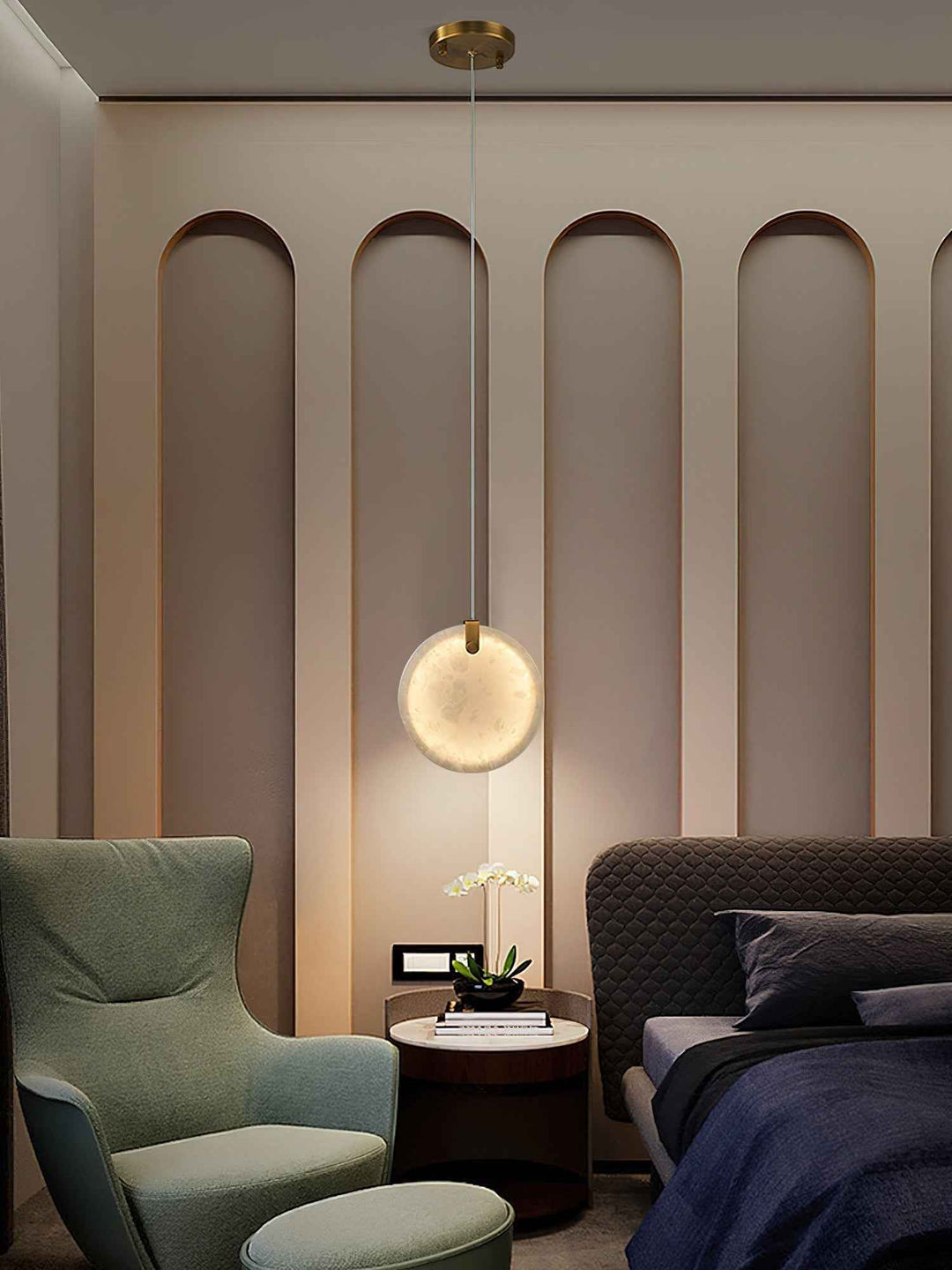 Utalionis Moderne Minimaliste Laiton Albâtre Suspension - Neutralighting