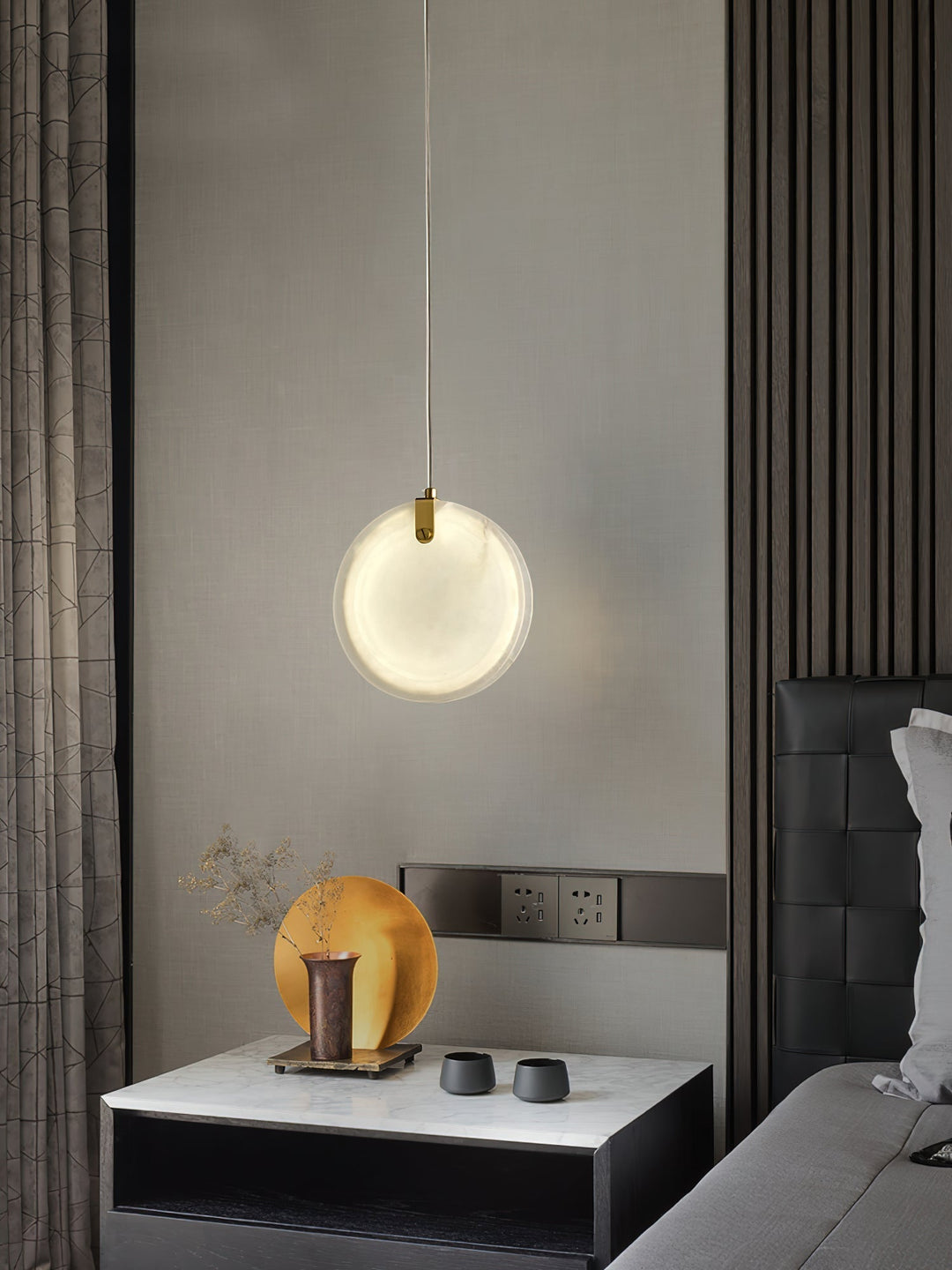 Utalionis Moderne Minimaliste Laiton Albâtre Suspension - Neutralighting