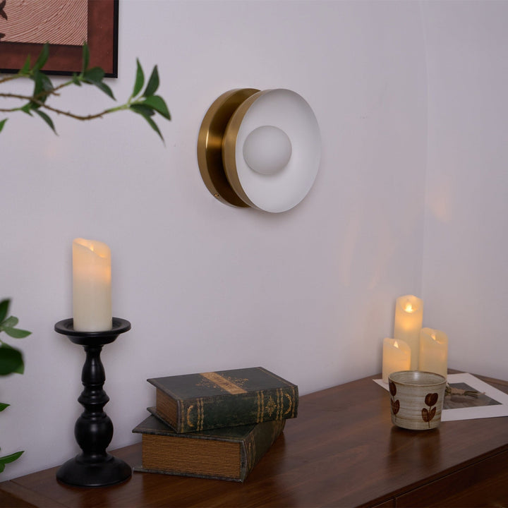 Vethaora Lampe Murale Verre Laiton Minimaliste - Neutralighting