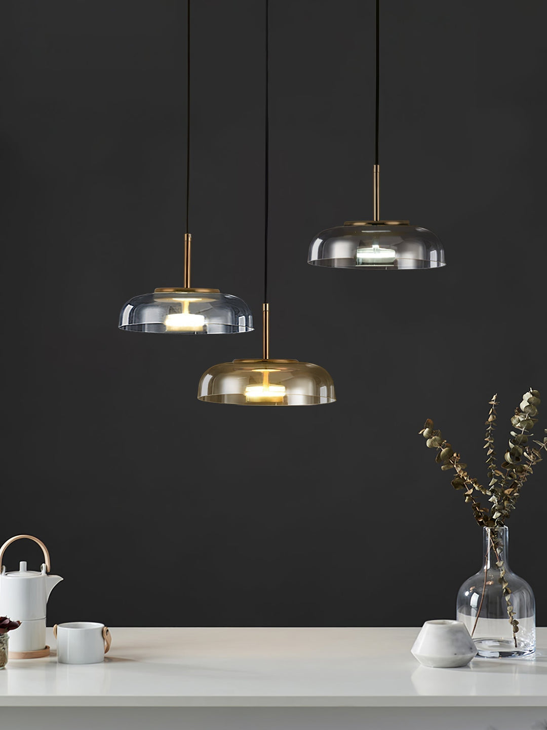 Lustra Suspension en Verre Transparent Élégante - Neutralighting