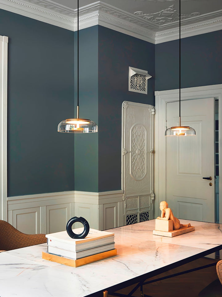 Lustra Suspension en Verre Transparent Élégante - Neutralighting