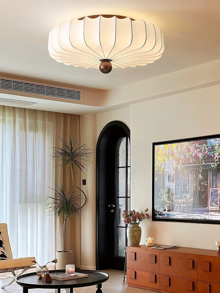 Zotala Pétale Tissu Bois Encastré Plafonnier Lumière - Neutralighting