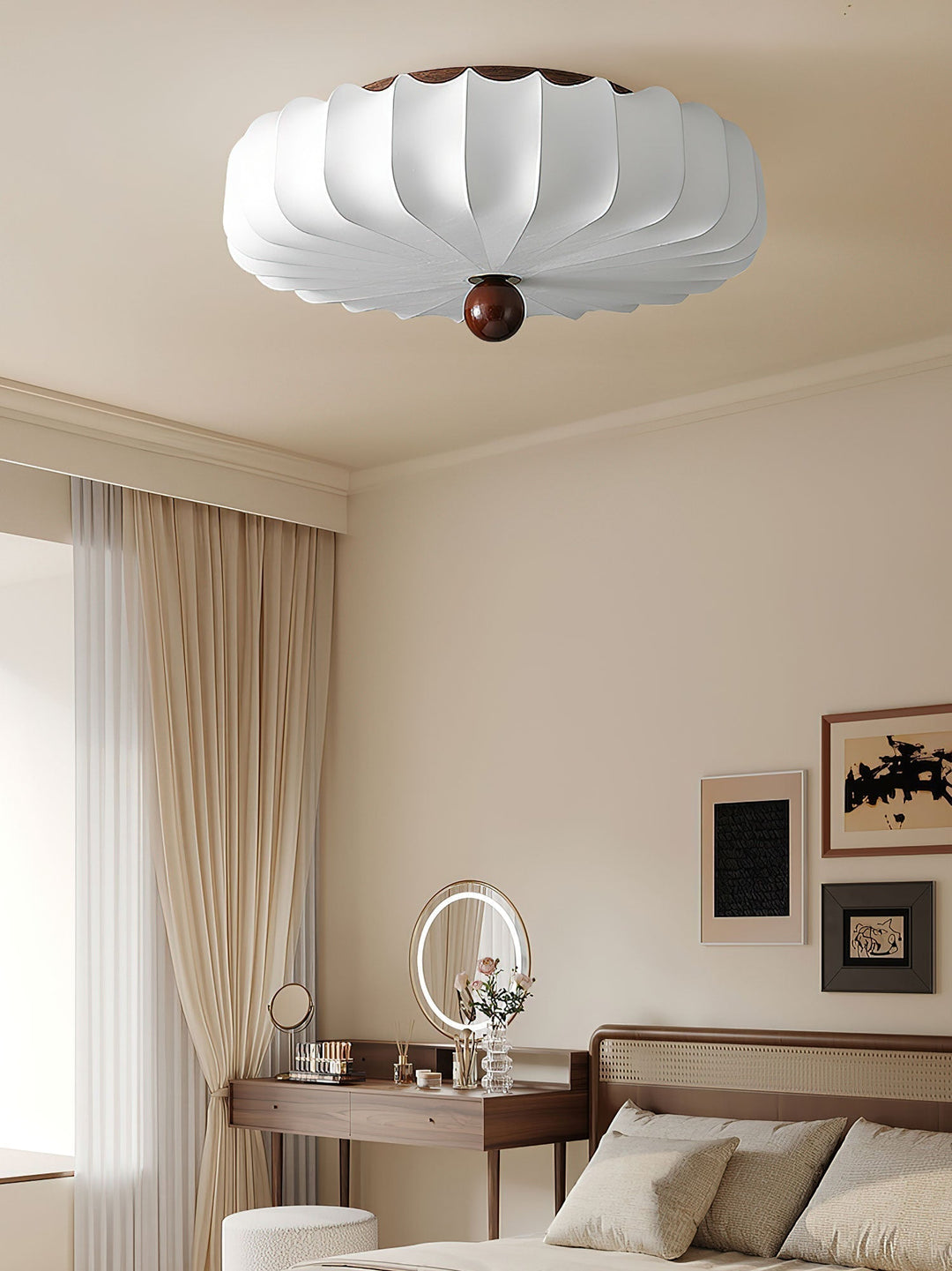Zotala Pétale Tissu Bois Encastré Plafonnier Lumière - Neutralighting