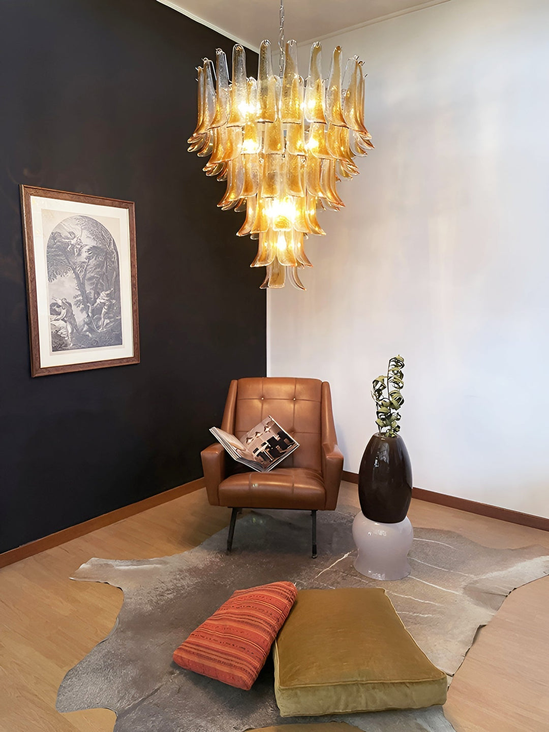 Aurora Lustre Ambre Verre Pétales Superposé Luxe - Neutralighting