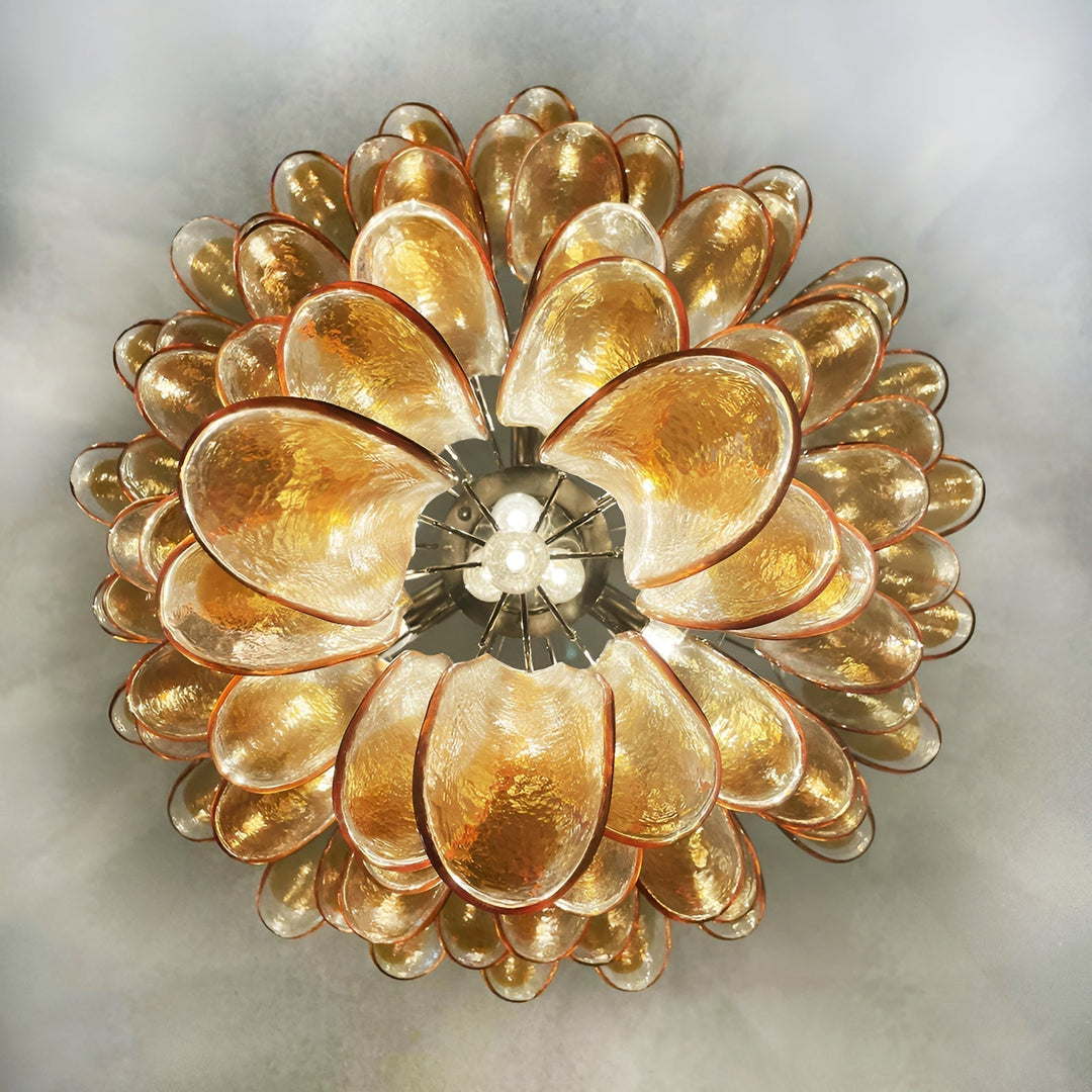 Aurora Lustre Ambre Verre Pétales Superposé Luxe - Neutralighting