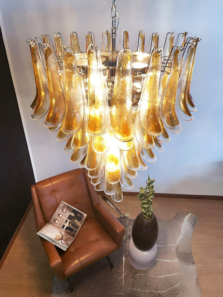 Aurora Lustre Ambre Verre Pétales Superposé Luxe - Neutralighting