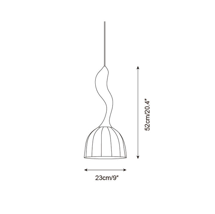 Solia Lampe Pendante Tige Courbée Tissu Bois - Neutralighting