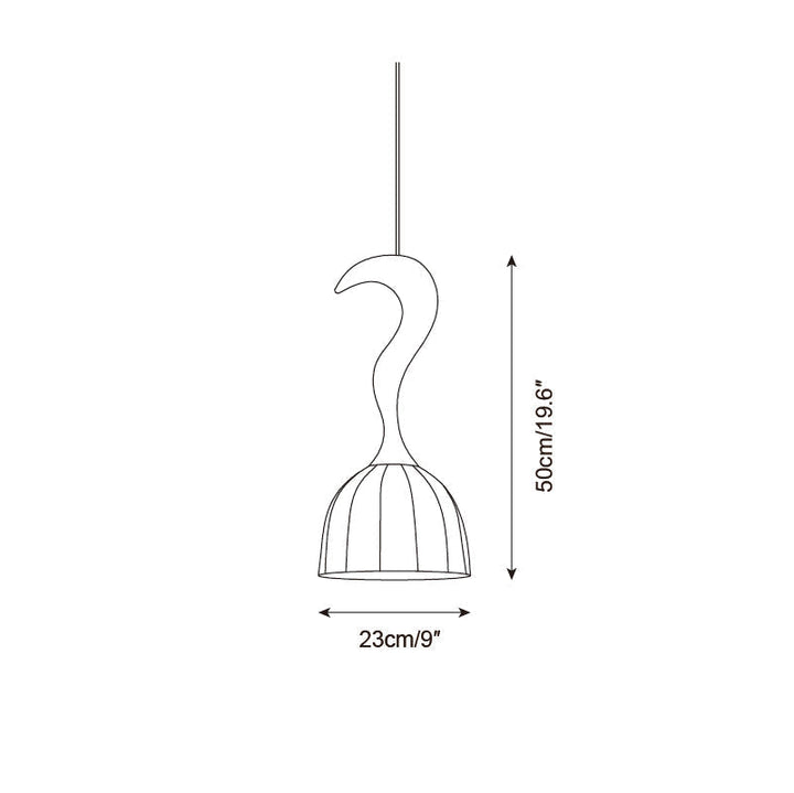Solia Lampe Pendante Tige Courbée Tissu Bois - Neutralighting