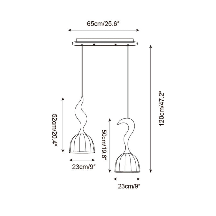Solia Lampe Pendante Tige Courbée Tissu Bois - Neutralighting