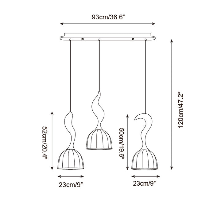 Solia Lampe Pendante Tige Courbée Tissu Bois - Neutralighting