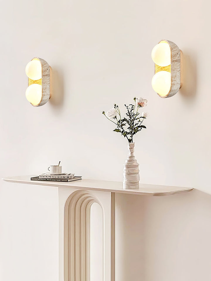 Trio Applique Murale Globe en Travertin - Neutralighting