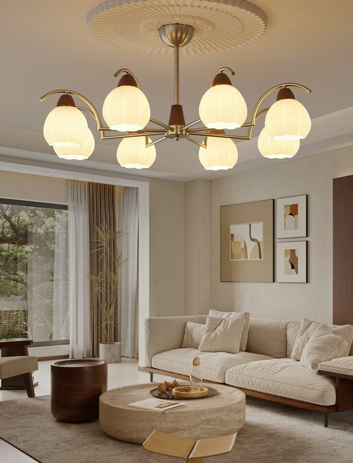 Ilaeiel Chandelier Bois Verre Élégance Traditionnelle Bloom - Neutralighting
