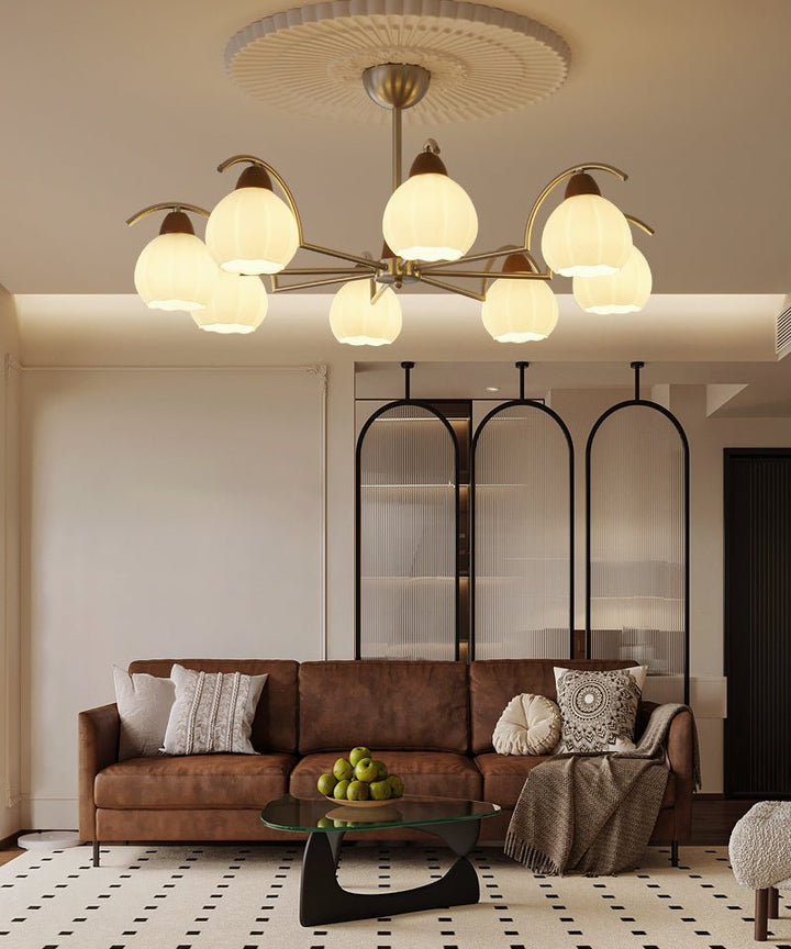 Ilaeiel Chandelier Bois Verre Élégance Traditionnelle Bloom - Neutralighting
