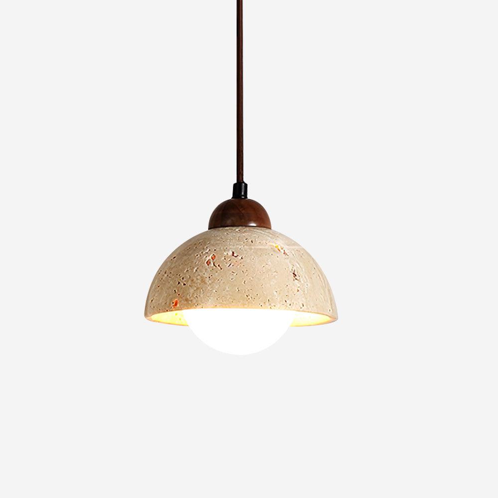 Suspension Bois Dessus Jaune Travertin Verre Blanc Beige Moderne - Neutralighting