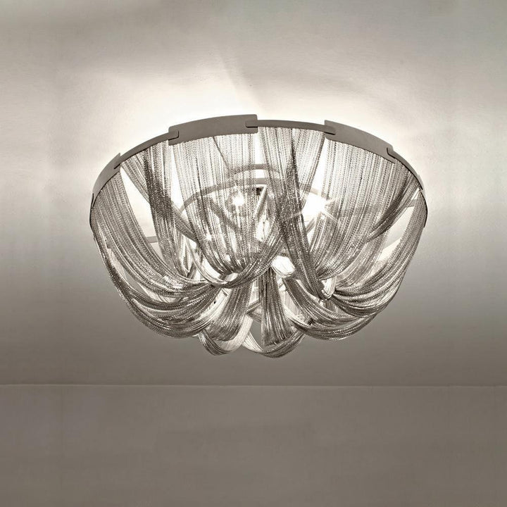 Lustra Plafonnier Frange Chaîne Cadre Nickel - Neutralighting