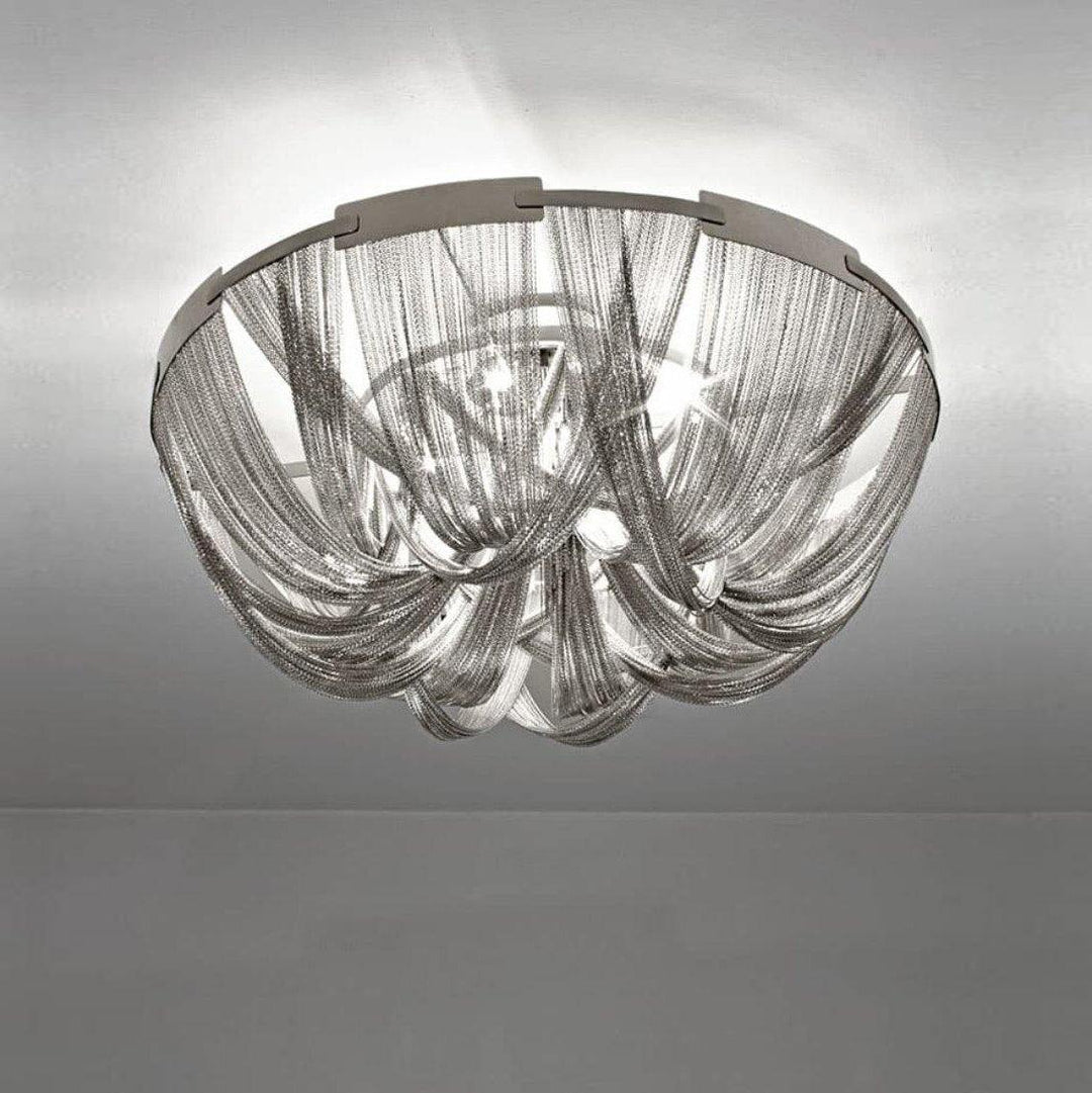 Lustra Plafonnier Frange Chaîne Cadre Nickel - Neutralighting