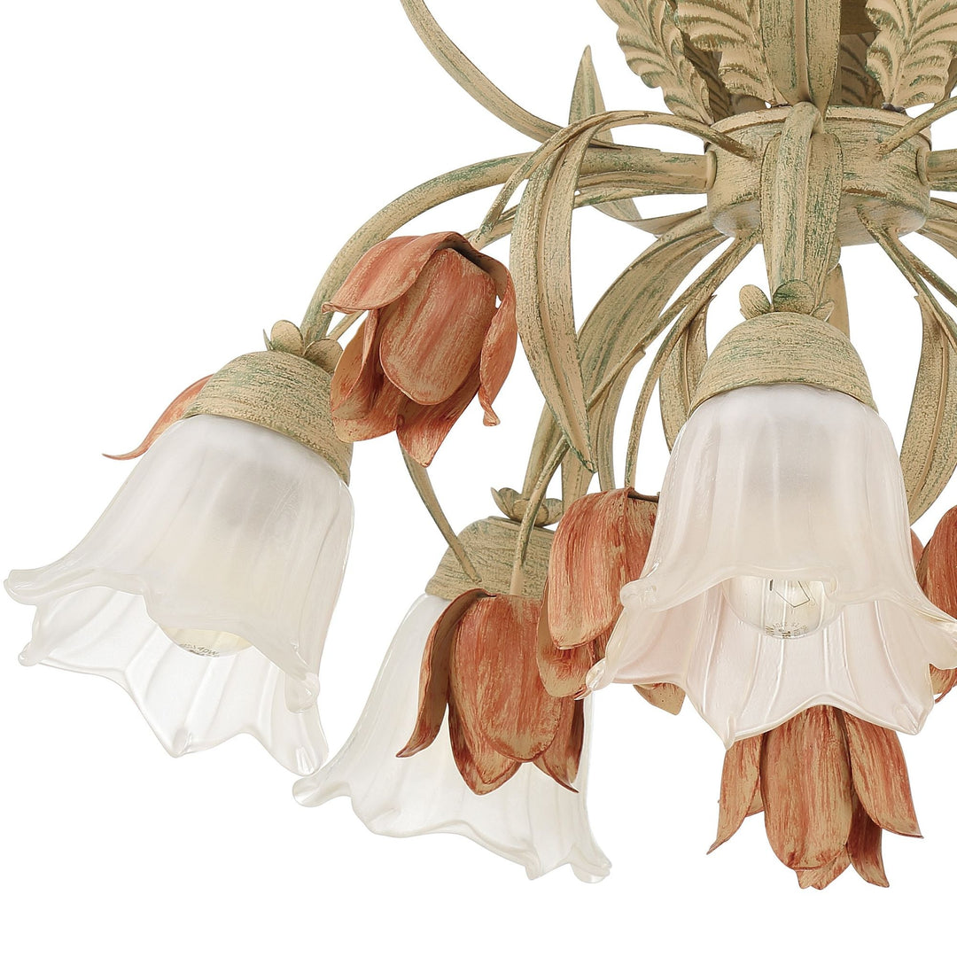 Veshael Élégance Art Sage Rose Verre Plafonnier - Neutralighting