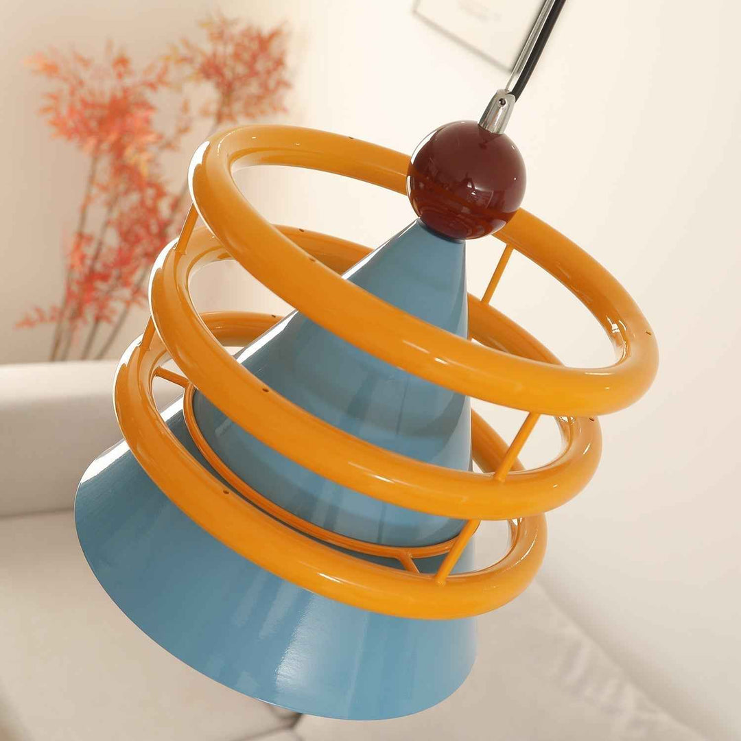 Sowden Lampe Pendentive Cône Bleu Anneaux Orange - Neutralighting