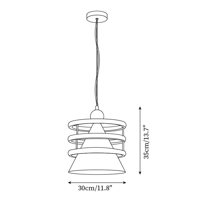 Sowden Lampe Pendentive Cône Bleu Anneaux Orange - Neutralighting