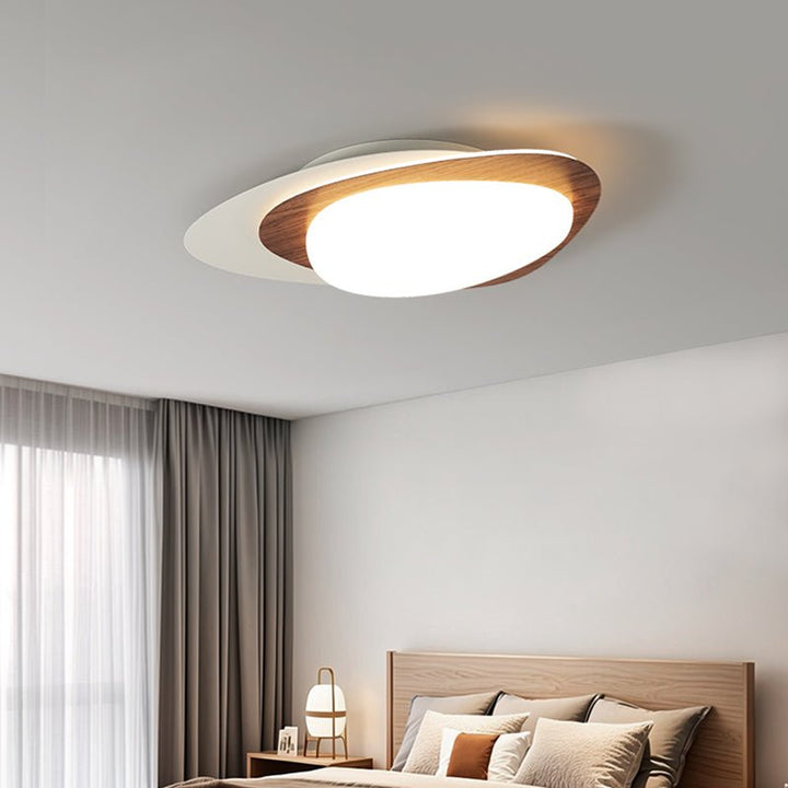 Solara Plafonnier Noyer Ovale Organique LED - Neutralighting