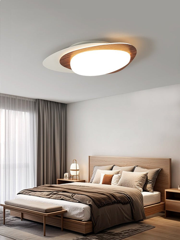 Solara Plafonnier Noyer Ovale Organique LED - Neutralighting