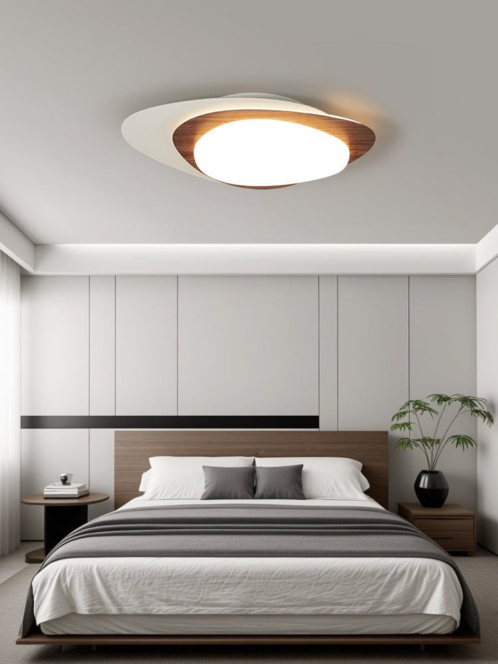 Solara Plafonnier Noyer Ovale Organique LED - Neutralighting