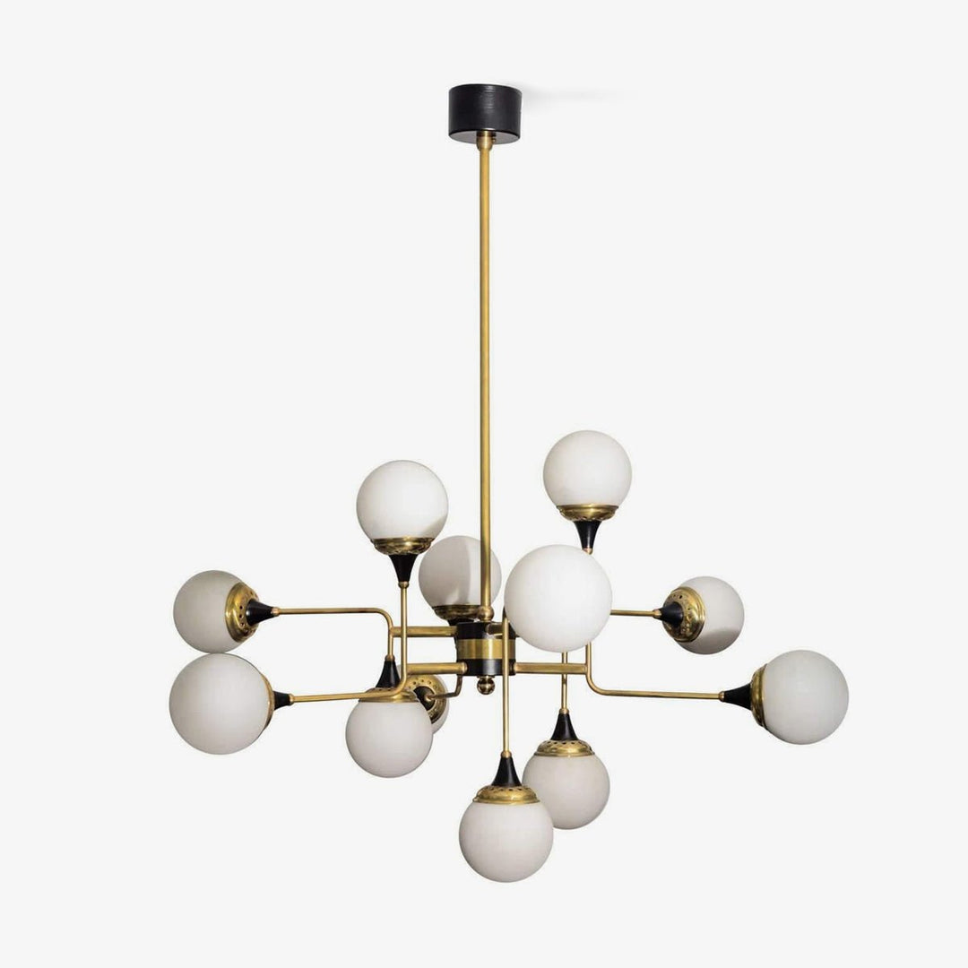 Lustra Chandelier Stilnovo en Laiton Noir et Verre - Neutralighting
