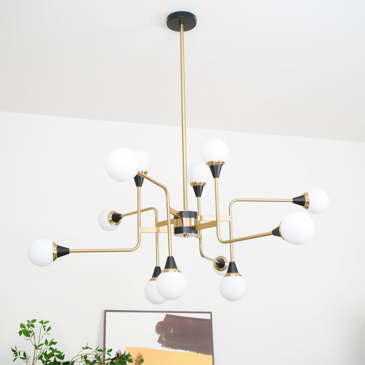 Lustra Chandelier Stilnovo en Laiton Noir et Verre - Neutralighting