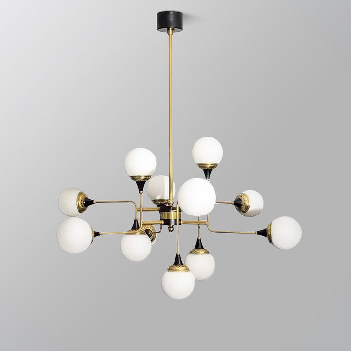 Lustra Chandelier Stilnovo en Laiton Noir et Verre - Neutralighting