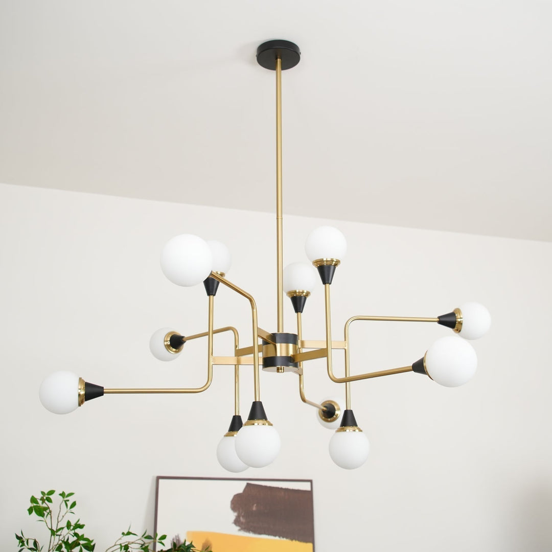 Lustra Chandelier Stilnovo en Laiton Noir et Verre - Neutralighting