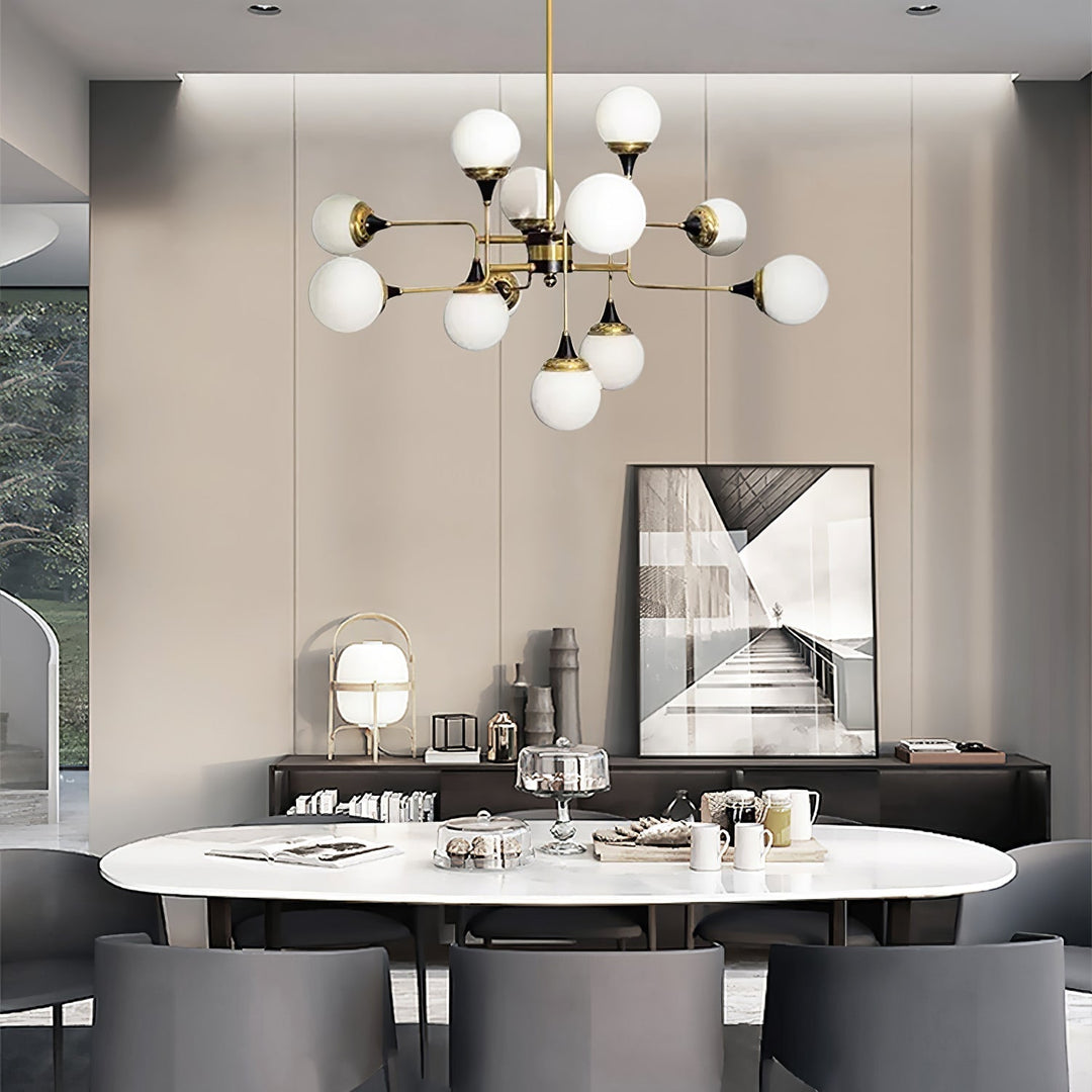 Lustra Chandelier Stilnovo en Laiton Noir et Verre - Neutralighting