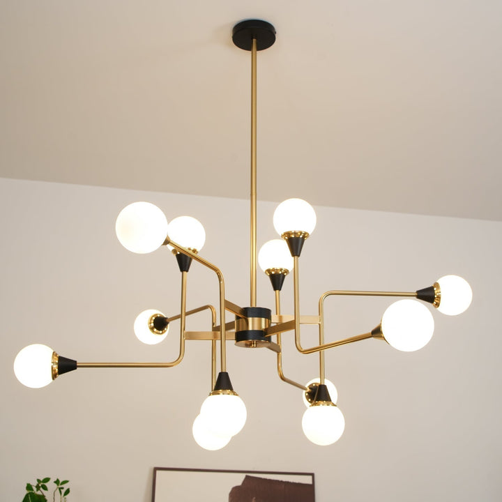 Lustra Chandelier Stilnovo en Laiton Noir et Verre - Neutralighting