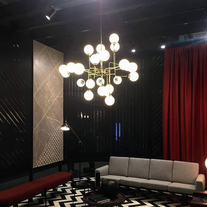 Lustra Chandelier Stilnovo en Laiton Noir et Verre - Neutralighting