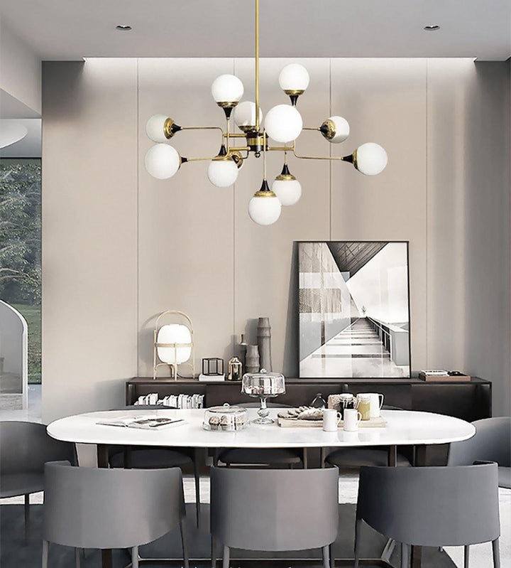 Lustra Chandelier Stilnovo en Laiton Noir et Verre - Neutralighting