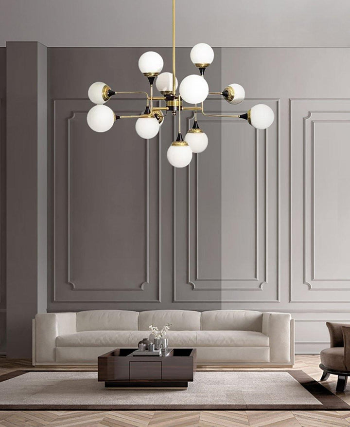 Lustra Chandelier Stilnovo en Laiton Noir et Verre - Neutralighting