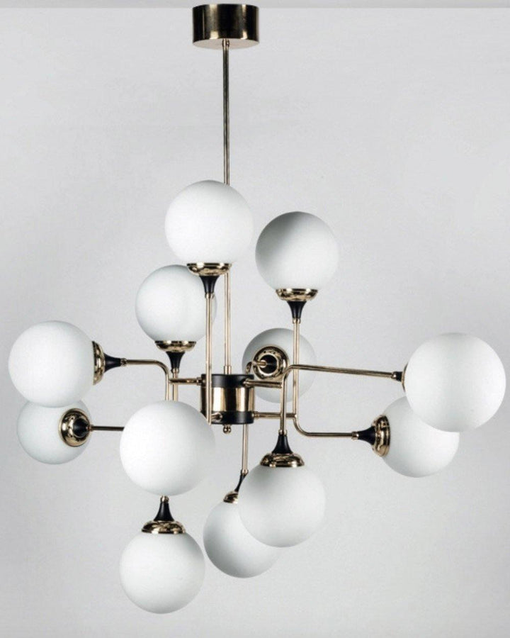 Lustra Chandelier Stilnovo en Laiton Noir et Verre - Neutralighting