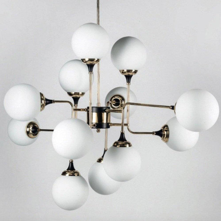 Lustra Chandelier Stilnovo en Laiton Noir et Verre - Neutralighting
