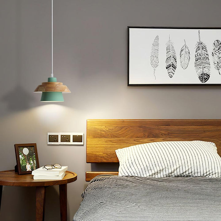 Arisha Dôme Moderne LED Suspension Métal Bois Noir Blanc Gris Salon Chambre à Coucher - Neutralighting