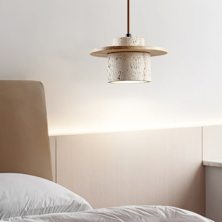 Elvaria Suspension Cylindre Disque en Travertin - Neutralighting