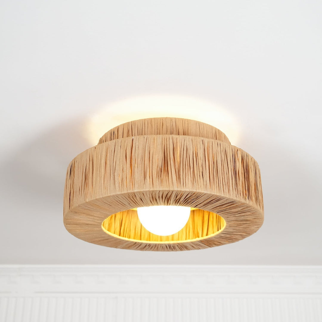 Ilthean Plafonnier artistique en paille naturelle - Neutralighting