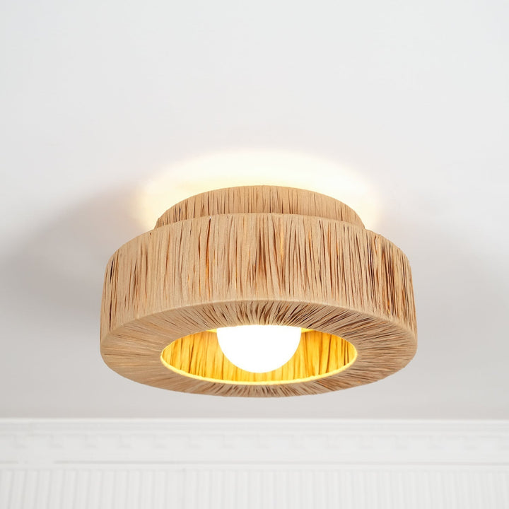 Ilthean Plafonnier artistique en paille naturelle - Neutralighting